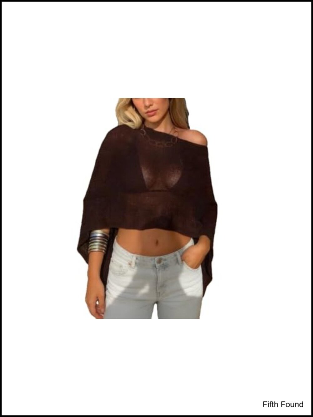 Sheer Knit Poncho Shrug Bolero Mesh Batwing Sleeve Beachwear Cover Up - Picture 2 of 2